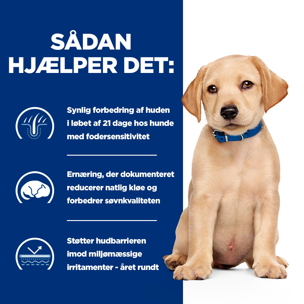 Hill's PRESCRIPTION DIET Derm Complete Puppy Miljø-/Fodersensitivitet ris & æg opskrift tørfoder til hvalpe