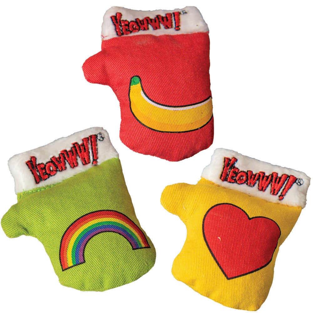 Katte legetøjs bolde med Catnip, Yeowww! Kitten Mitten 3-pak