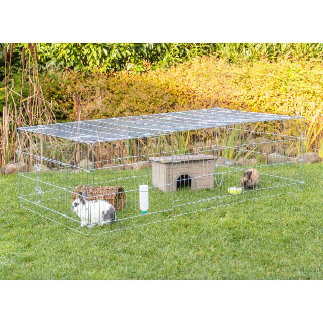 Udendørs løbegård til gnaver m. låg - 216 x 65 x 116 cm