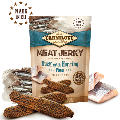 Hundegodbidder Kornfri And med Sild- MEAT JERKY kornfri Fillet