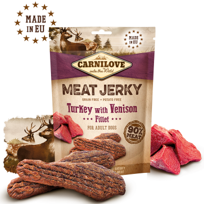 Hundegodbidder Kornfri Kalkun med Vildt - MEAT JERKY Fillet
