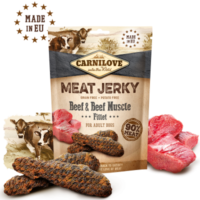 Hundegodbidder Kornfri Kød & Muskler fra Okse - MEAT JERKY Fillet
