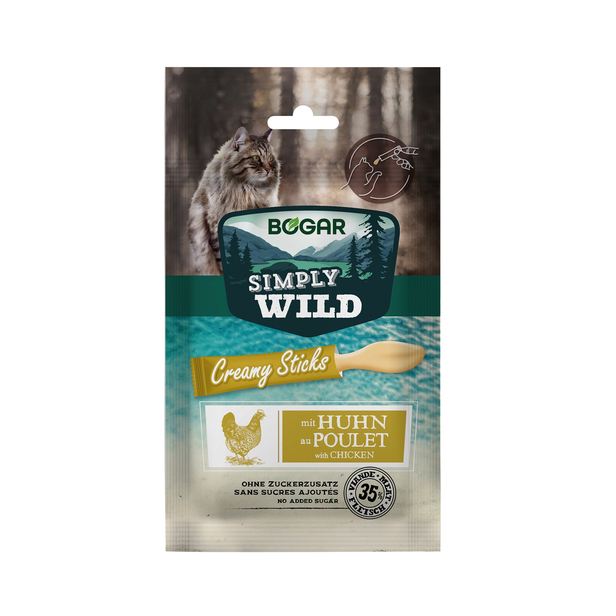 Simply Wild Creamy Sticks med kylling – blød kattesnack uden sukker