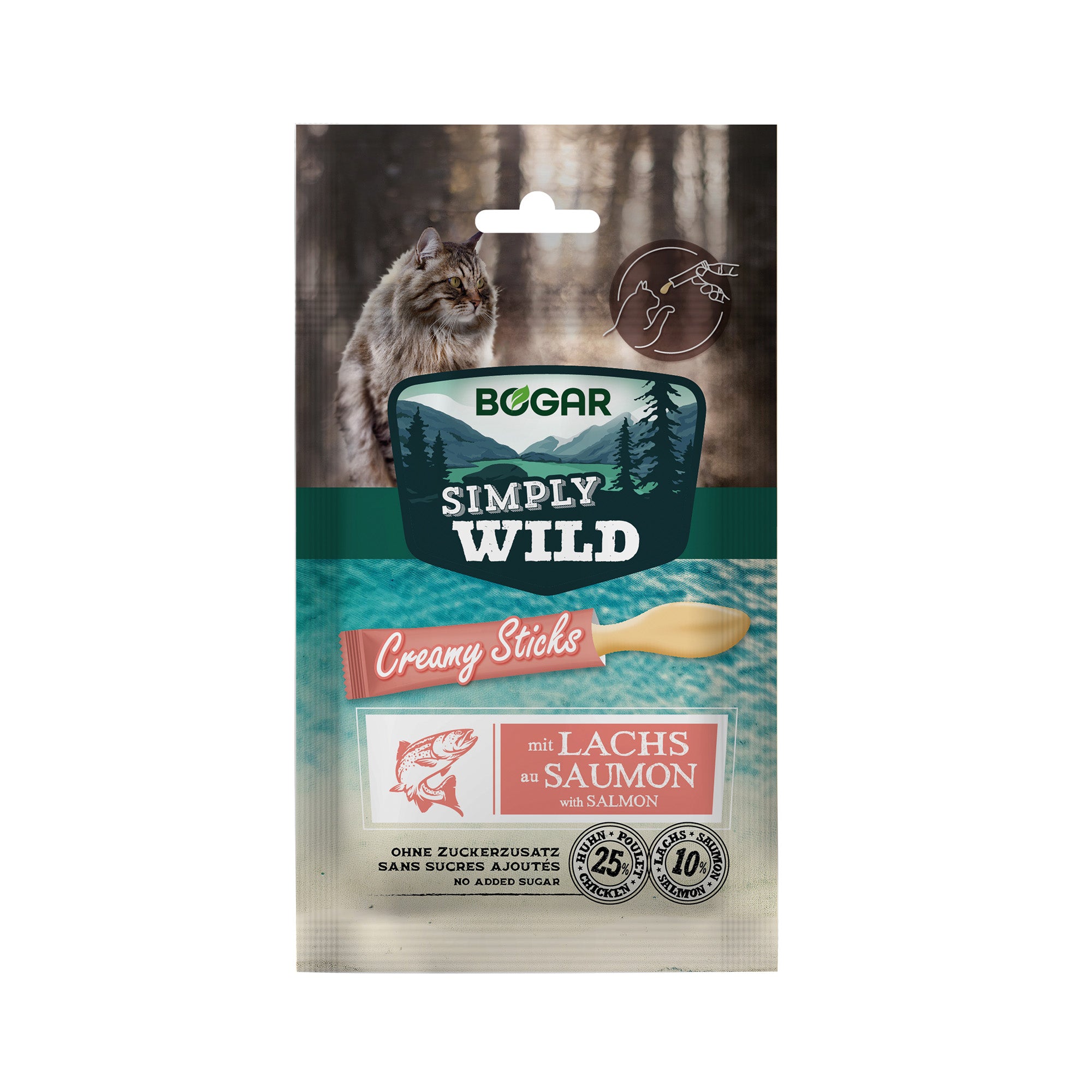 Simply Wild Creamy Sticks med laks – cremet kattesnack uden sukker