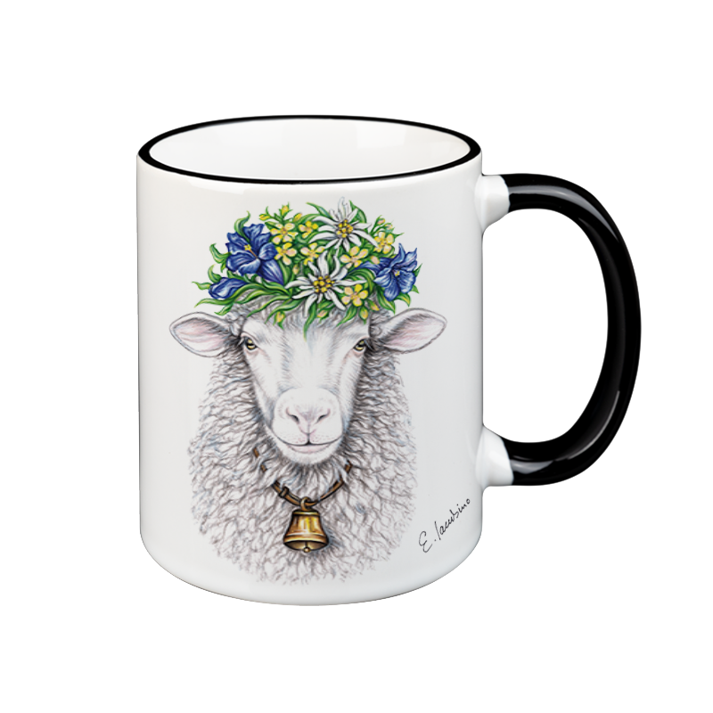 Kop med blomster FÅR - keramik