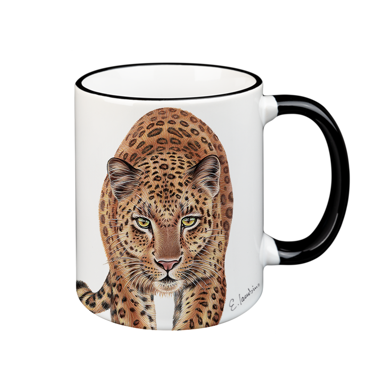 Kop med smuk LEOPARD - keramik