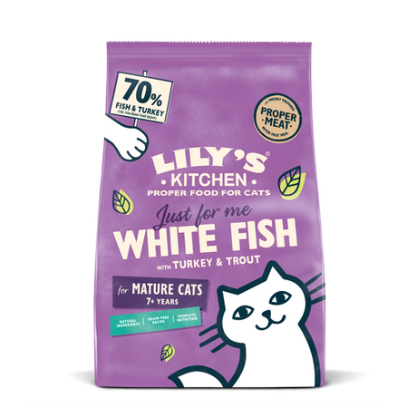 Tørfoder til ældre katte fra Lily's Kitchen | Mature Recipe White Fish & Turkey