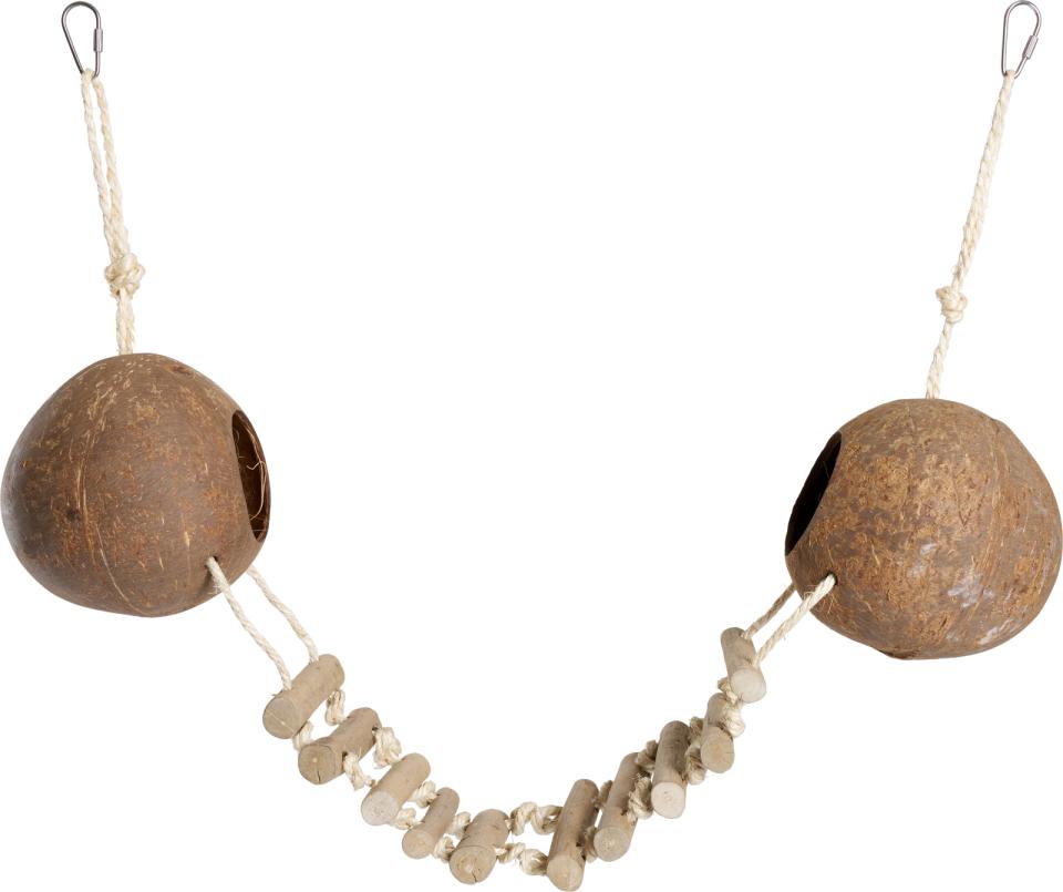 Kokosnød dobbelt hus til småfugle og små gnavere