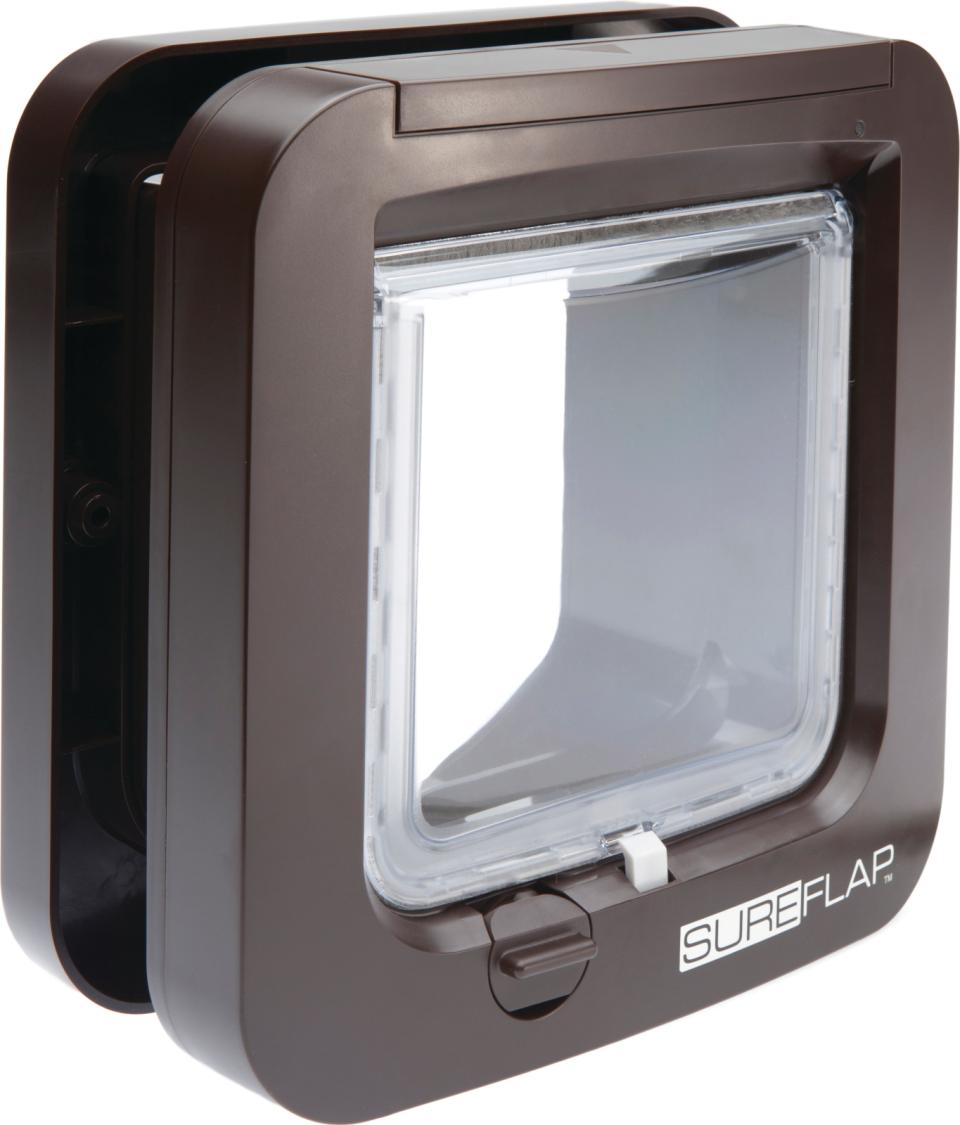 Sureflap kattelem med chip -  i 2 forskellige størrelser med chip i hvid front og grå bagside