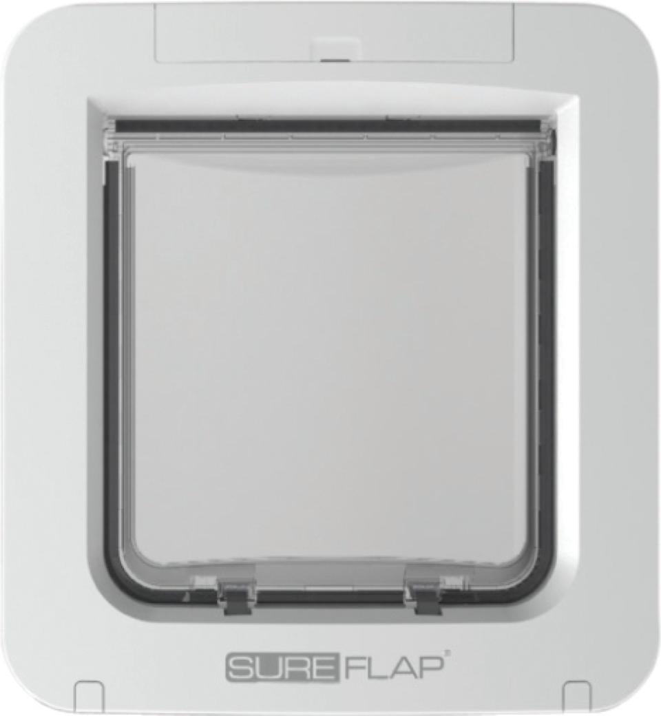 Sureflap kattelem med chip -  i 2 forskellige størrelser med chip i hvid front og grå bagside