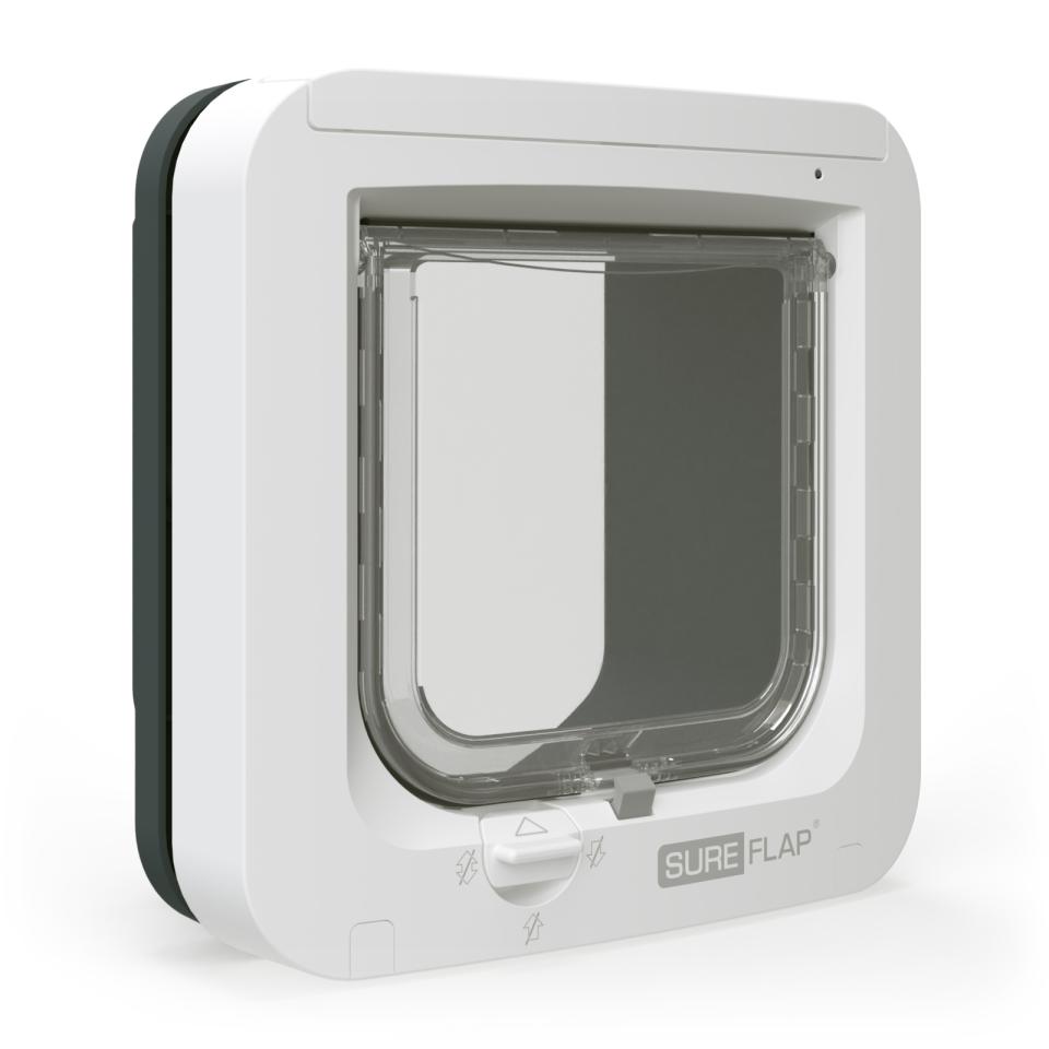 Sureflap kattelem med chip -  i 2 forskellige størrelser med chip i hvid front og grå bagside