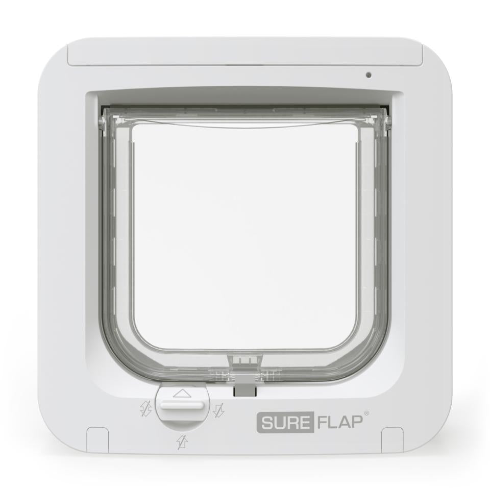 Sureflap kattelem med chip -  i 2 forskellige størrelser med chip i hvid front og grå bagside