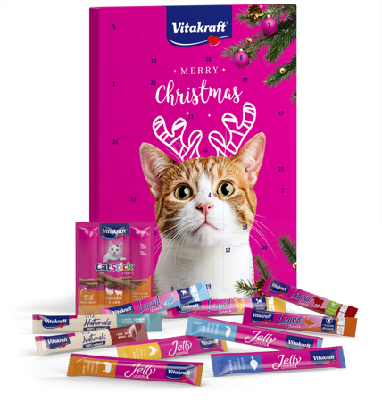 Julekalender Kat, med flydende godbidder fra Vitakraft