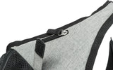 En grå og sort Hundetaske rygsæk med Trixie frontlomme og lynlås.