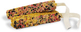To JR Farm Fugle kracker med frugt, fra JR Farm 150g granola barer på hvid baggrund.