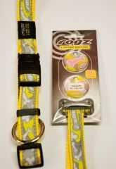 En Rogz Limited Edition gul og grå hundehalsbånd med sort spænde.