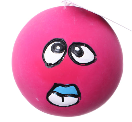 En pink bold med et vredt ansigt, en Kw Pivedyr, Sjove bolde med ansigt, Ø16cm.