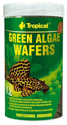 Vegetabilsk Fiskefoder for Loricariidae-fisk beriget med spirulina, tropiske alger wafers - foder til dine bundfisk.