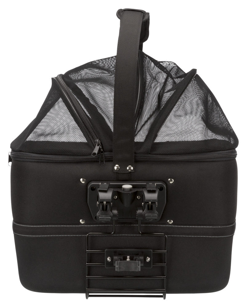 En sort Trixie kæledyrsbærer med netrum, perfekt til Cykelkurv til styret / hund.