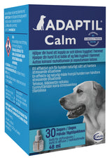 Adaptil calm Nytår, Køresyge - Feromoner til hunde/hvalpe, Adaptil til stik kontakten er en tryg løsning til hunde, specielt formuleret med feromoner for at fremme en følelse af ro. Dette 30 ml D.A.P-produkt er designet til at hjælpe hunde med at slappe af.
