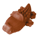 En Whimzees alligator - dental treat, til hunde, legetøj er vist på en hvid baggrund.