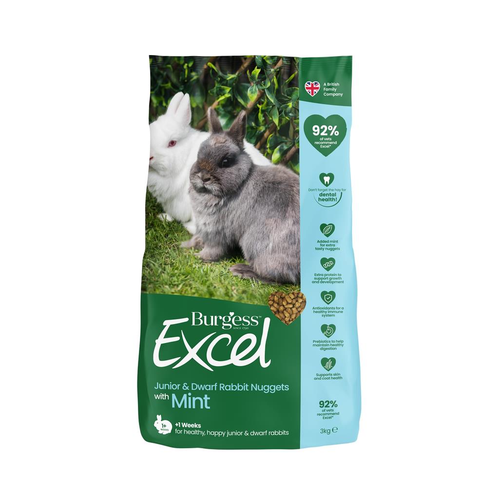 Kaninfoder Burgess Excel, til kaninunger og dværgkaniner, Mint