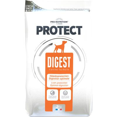 En pose Hundefoder, skånekost, Protect Dog Digest 2kg med mærkenavnet Pro Nutrition på.