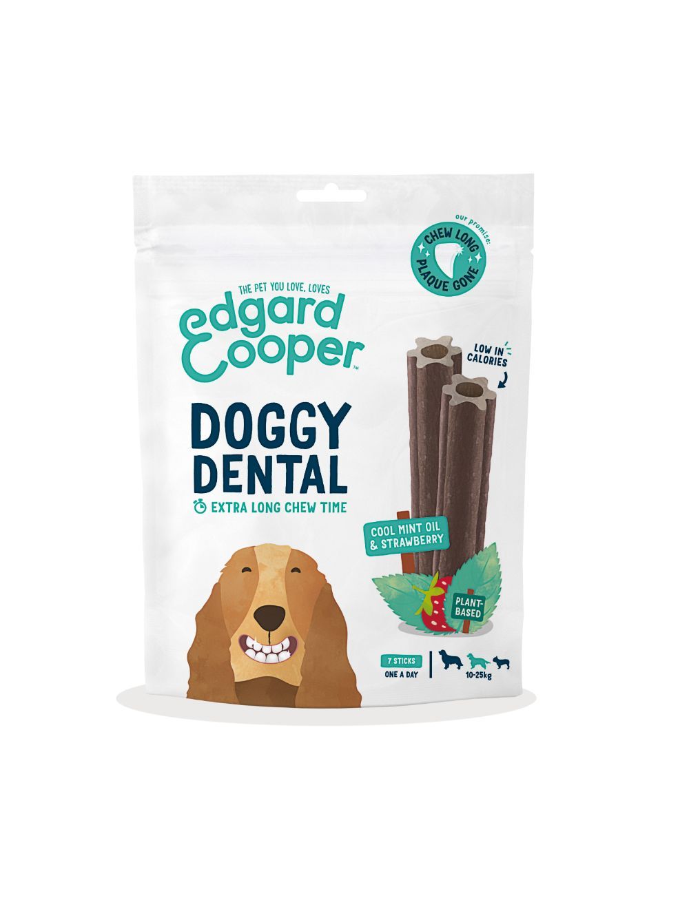 Dentalsticks fra Doggy Dental Jordbær & Mint | Medium, også god til hvalpe og allergihunde