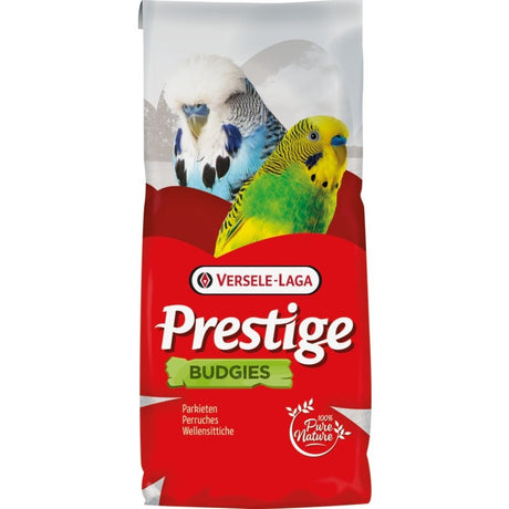 En pose Undulatfoder Prestige 20 kg fra Versele-Laga, fyldt med fuglefoder i topkvalitet.