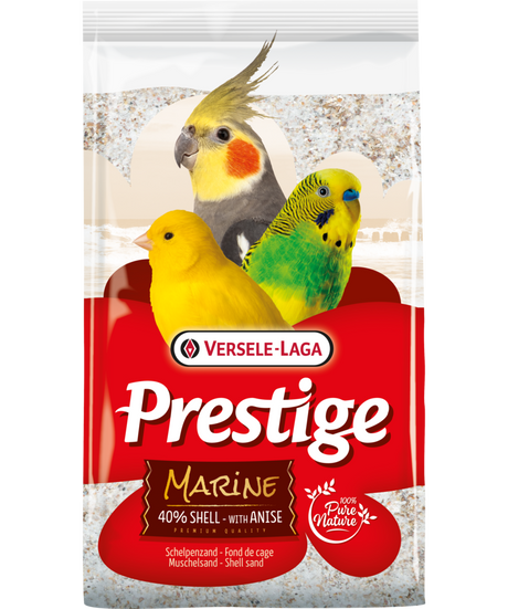 En pose Versele-Laga Fuglesand med anis og østersskaller Prestige magnum.