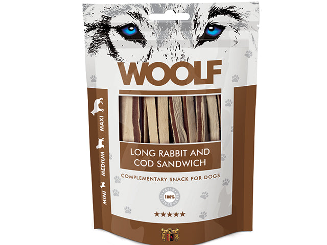 Woolf langbord og Woolf cool sandwich til hunde med en lækker Woolf Cod Sandwich.