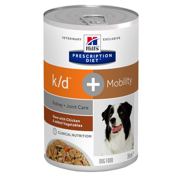 Hill's PRESCRIPTION DIET - k/d + Mobility Canine Stew med kylling og grøntsager 12 x 354g