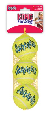 Three Kong AirDog Squeaker - medium tennisbolde i en pakke.