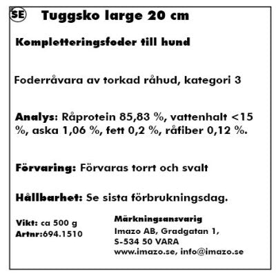 Et mærke til Naturligts Tyggesko til hunde, 20cm produkt.