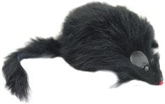 Kattelegetøj - Langhåret sort rotte m/ piv - Hvor kæledyr ville handle - Foderboxen.dk