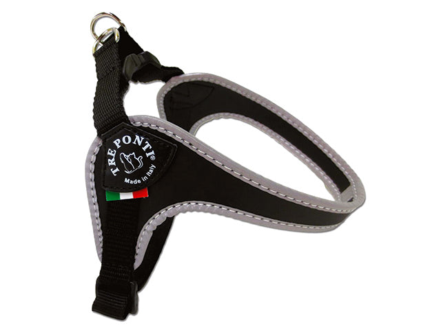 Hundesele Tre Ponti, sort, med justering