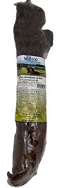 En pakke Naturligt Tyggehud til hunde, Okseskind med pels beef jerky på hvid baggrund.