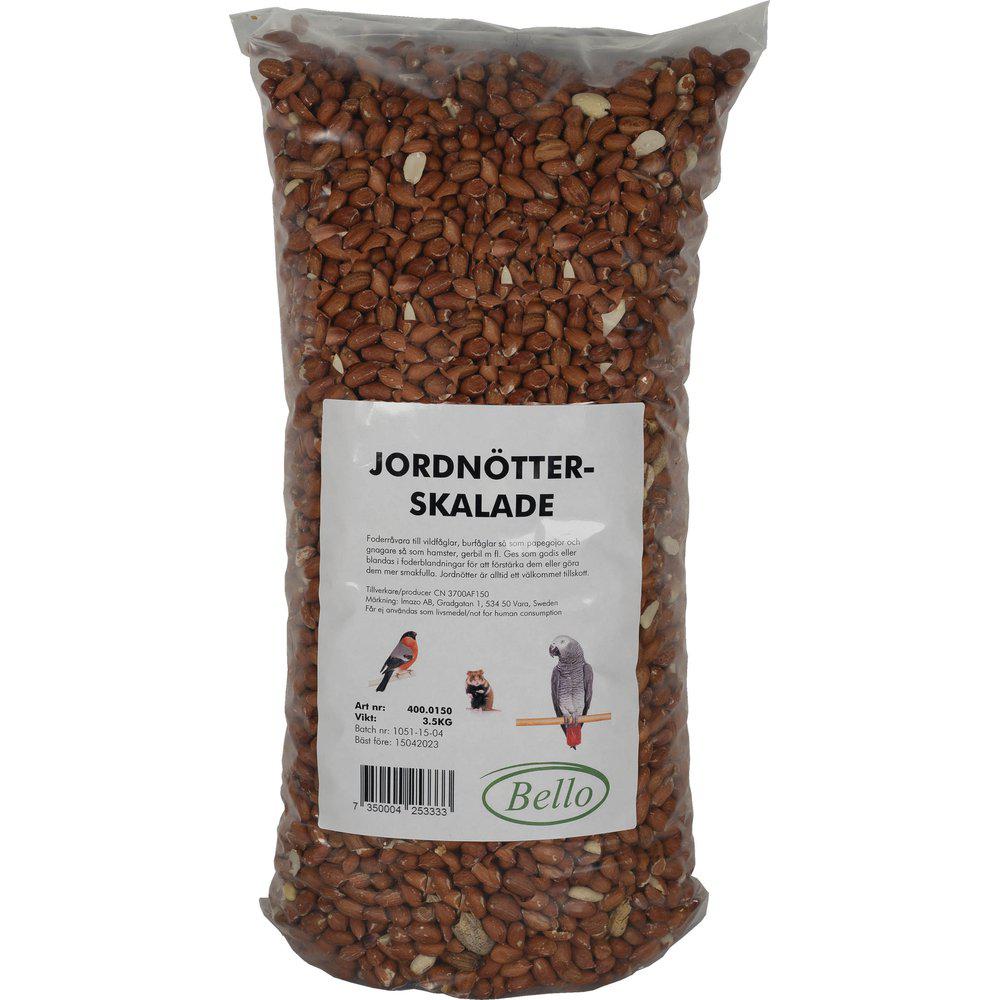En pose Bello jordnødder, afskallede, perfekt som frisk vand og større bur fugle fodertilskud til vildt fugle.