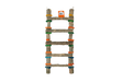 Beskrivelse: En farverig Birrdeez papegøjetrappe med masser af bideaktivitet, 5 trin, der kan bruges som legetøj eller til at opbevare fugle i en butik.