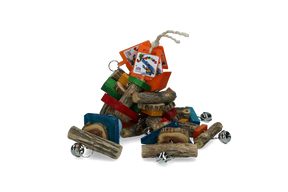 Et trælegetøj med Fugle/parakit/papegøje - legetøj 6 forskellige stk og farverige stykker træ. Mærkenavn: Birrdeez.