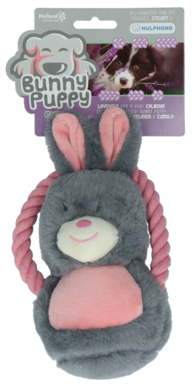 En Bunny Puppy grå kanin legetøj i en pakke.