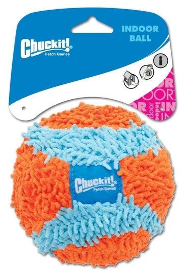 Chuckit Indoor Ball (indendørs fed) i orange og blå, designet til at bolden hund aktivering.