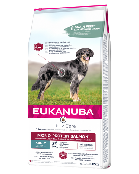 Eukanuba DailyCare Adult Mono Protein tørfoder til voksne hunde - monoprotein laks* - 12 kg