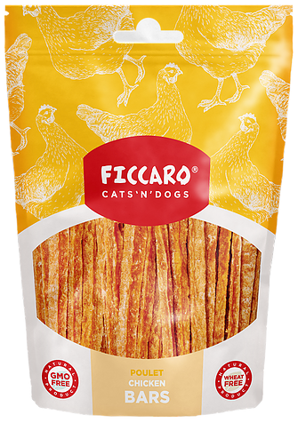 Hundegodbidder fra FICCARO, Kyllinge stænger er en proteinrig og glutenfri snack, der er praktisk pakket i en pose.