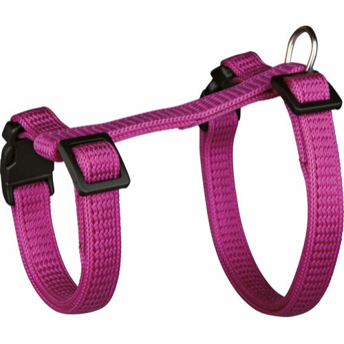En Trixie nylon hundesele med sorte spænder, kaldet Marsvinsele med line, neutral.