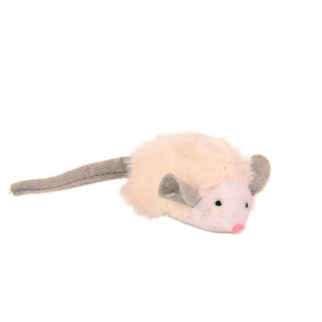 A white Trixie Kattelegetøj Squieky - legetøjsmus med lyd 7cm.