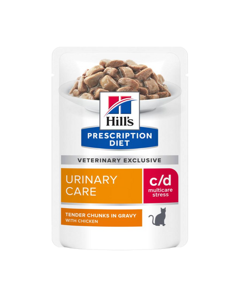 Hill's PRESCRIPTION DIET c/d Multicare Stress Urinary Care vådfoder til katte med kylling 12x85g portionsposer