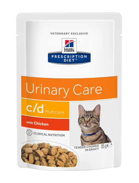 Hill's PRESCRIPTION DIET c/d Multicare Urinary Care vådfoder til katte med kylling 12x85g portionsposer