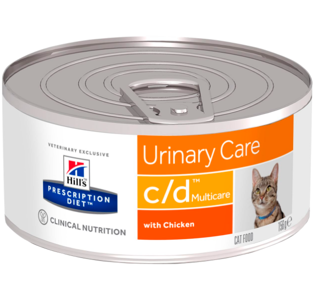 Hill's Prescription Diet c/d kattemad med kylling. Findelt vådfoder til katte med urinvejsproblemer 24x157g