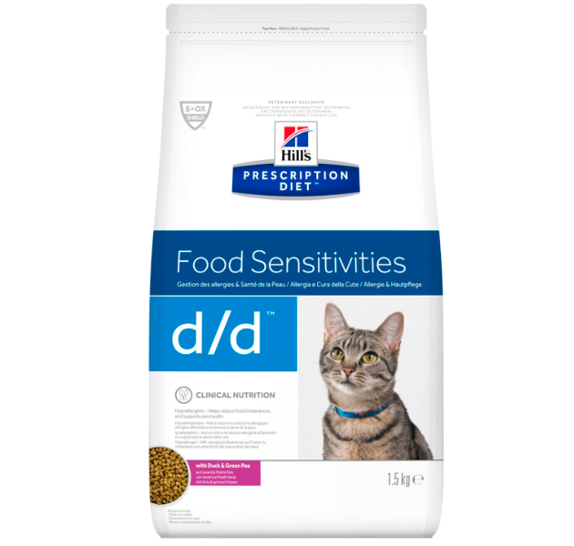 Hill's PRESCRIPTION DIET d/d Food Sensitivities tørfoder til katte med and & ærter 1.5kg pose